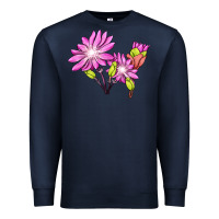 Navy Bitterroot Flower Illustrations Premium Sweatshirt - LillyAllenDesigns