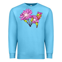 Ocean Blue Bitterroot Flower Illustrations Premium Sweatshirt - LillyAllenDesigns
