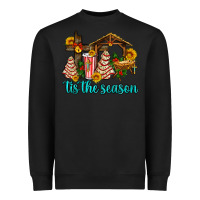 Black tis the seasin with christmas cake abd jesus Heavyweight Sweatshirt - AdoDesignShop