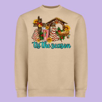 Tis The Seasin With Christmas Cake Abd Jesus Heavyweight Sweatshirt Designed By Adodesignshop