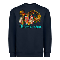 Navy tis the seasin with christmas cake abd jesus Heavyweight Sweatshirt - AdoDesignShop