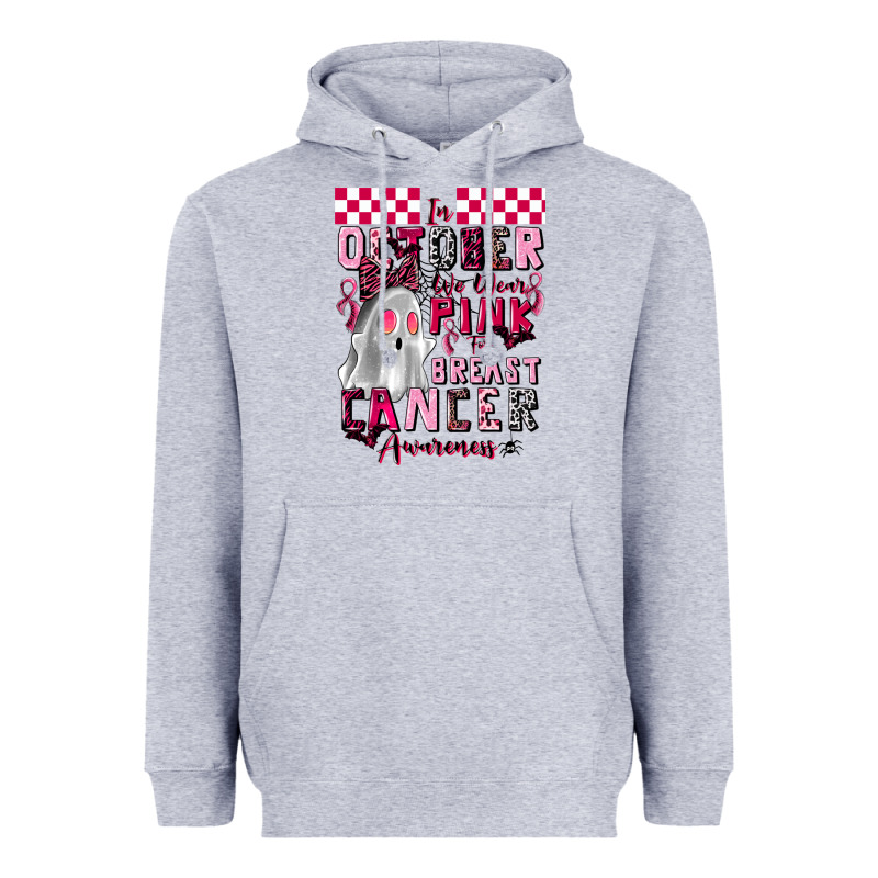 Pink Ghost Breast Cancer Awareness Heavyweight Hoodie by LillyAllenDesigns | Teevron
