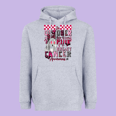 Pink Ghost Breast Cancer Awareness Heavyweight Hoodie Designed By Lillyallendesigns