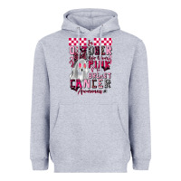 Heather Grey pink ghost breast cancer awareness Heavyweight Hoodie - LillyAllenDesigns