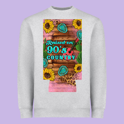 Raised 90's Country Guitar Cactus Sunflower's 12 Oz Can Cooler  (slim) Heavyweight Sweatshirt Designed By Artiststas
