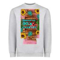 Heather Grey raised 90's country guitar cactus sunflower's 12 oz can cooler  (slim) Heavyweight Sweatshirt - Artiststas
