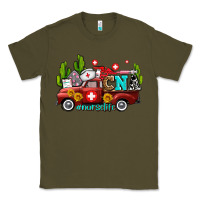 Army Green cna nurse truck with cactus and sunflowers Classic Tee - AdoDesignShop
