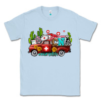 Dusty Blue cna nurse truck with cactus and sunflowers Classic Tee - AdoDesignShop
