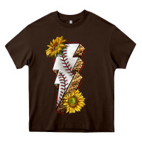 Chocolate Brown sport baseball  lightning bolt Heavy Core Tee - texasbilliewilder