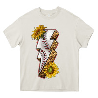 Cream sport baseball  lightning bolt Heavy Core Tee - texasbilliewilder