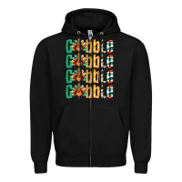 Black Gobble till you wobble Thanksgiving turkey Zipper Hoodie - NancyCooperArtShop