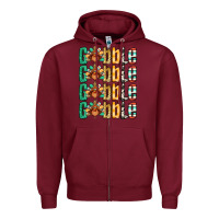 Burgundy Gobble till you wobble Thanksgiving turkey Zipper Hoodie - NancyCooperArtShop