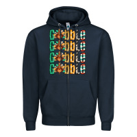Navy Gobble till you wobble Thanksgiving turkey Zipper Hoodie - NancyCooperArtShop