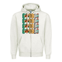 Oatmeal Heather Gobble till you wobble Thanksgiving turkey Zipper Hoodie - NancyCooperArtShop
