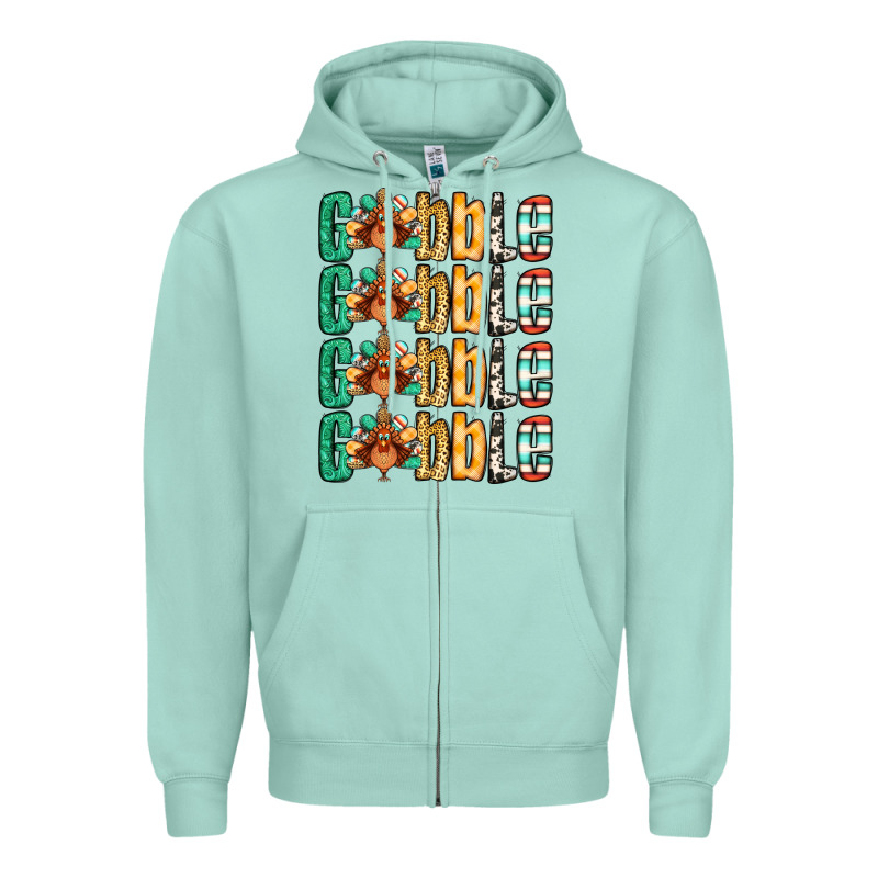Gobble Till You Wobble Thanksgiving Turkey Zipper Hoodie by NancyCooperArtShop | Teevron