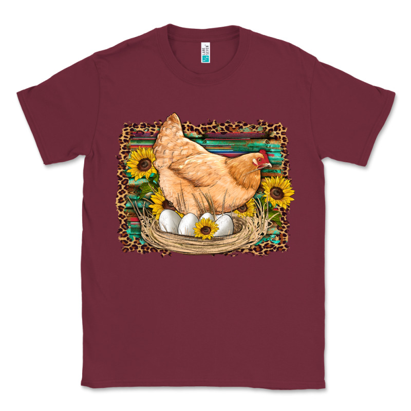 Western Farm Chicken Coop Animals Eggs Sunflowers Leopard Serape Woode Classic Tee by Artiststas | Teevron