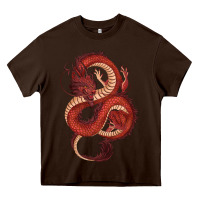 Chocolate Brown red dragon Heavy Core Tee - RanaPortraitStore