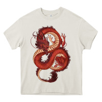 Cream red dragon Heavy Core Tee - RanaPortraitStore