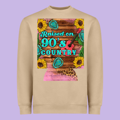 Raised 90's Country Guitar Cactus Sunflower's 12 Oz Can Cooler (regula Heavyweight Sweatshirt Designed By Artiststas