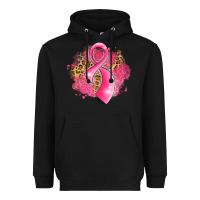 Black breast cancer awareness ribbon with glitter pink l Heavyweight Hoodie - LillyAllenDesigns