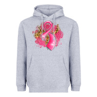 Heather Grey breast cancer awareness ribbon with glitter pink l Heavyweight Hoodie - LillyAllenDesigns