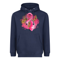 Navy breast cancer awareness ribbon with glitter pink l Heavyweight Hoodie - LillyAllenDesigns