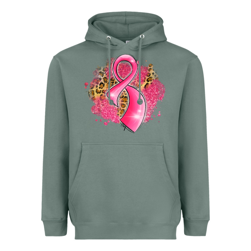 Breast Cancer Awareness Ribbon With Glitter Pink L Heavyweight Hoodie by LillyAllenDesigns | Teevron