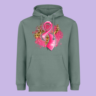 Breast Cancer Awareness Ribbon With Glitter Pink L Heavyweight Hoodie Designed By Lillyallendesigns