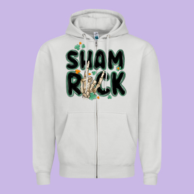 Sham Rock Zipper Hoodie Designed By Maliassmallbusiness