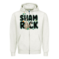 Oatmeal Heather sham rock Zipper Hoodie - MaliasSmallBusiness