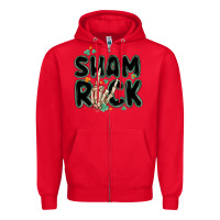 Red sham rock Zipper Hoodie - MaliasSmallBusiness
