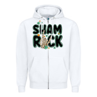 White sham rock Zipper Hoodie - MaliasSmallBusiness