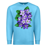 Ocean Blue Mayflower Plant Illustrations Premium Sweatshirt - LillyAllenDesigns