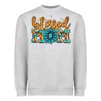Heather Grey blessed mom with gemstone Heavyweight Sweatshirt - AdoDesignShop