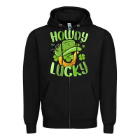 Black howdy go lucky st patrics day Zipper Hoodie - MaliasSmallBusiness