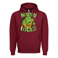 Burgundy howdy go lucky st patrics day Zipper Hoodie - MaliasSmallBusiness