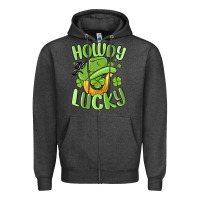 Charcoal Heather howdy go lucky st patrics day Zipper Hoodie - MaliasSmallBusiness