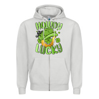 Dove Grey howdy go lucky st patrics day Zipper Hoodie - MaliasSmallBusiness