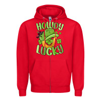 Red howdy go lucky st patrics day Zipper Hoodie - MaliasSmallBusiness