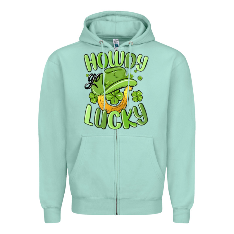 Howdy Go Lucky St Patrics Day Zipper Hoodie by MaliasSmallBusiness | Teevron