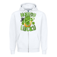 White howdy go lucky st patrics day Zipper Hoodie - MaliasSmallBusiness