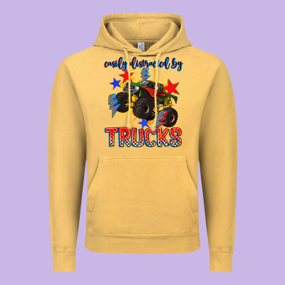 Easily Distracted By Trucks Vintage Hoodie Designed By Adodesignshop