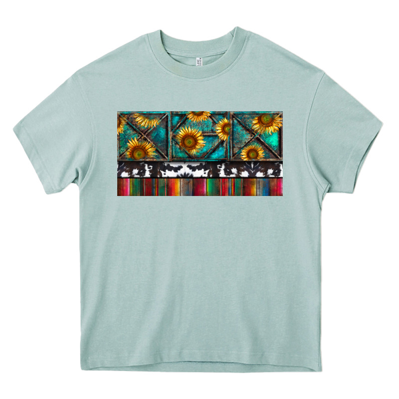 Rusty Sunflowers With Cowhide And Turquoise Heavy Core Tee by RanaPortraitStore | Teevron
