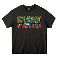 Asphalt Rusty Sunflowers with Cowhide and Turquoise Heavy Core Tee - RanaPortraitStore