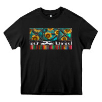 Black Rusty Sunflowers with Cowhide and Turquoise Heavy Core Tee - RanaPortraitStore