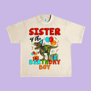 Sister Of The Birthday Boy T Rex Urban Heavy Tee Designed By Artiststas