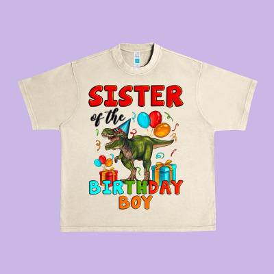 Sister Of The Birthday Boy T Rex Urban Heavy Tee Designed By Artiststas