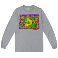 Heather Grey mardi gras background Long Sleeve Tee - BarkalooDesign