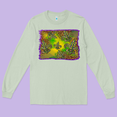 Mardi Gras Background Long Sleeve Tee Designed By Barkaloodesign