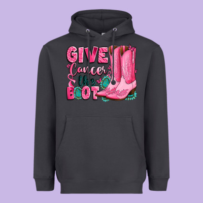 Give Cancer The Boot Heavyweight Hoodie Designed By Lillyallendesigns